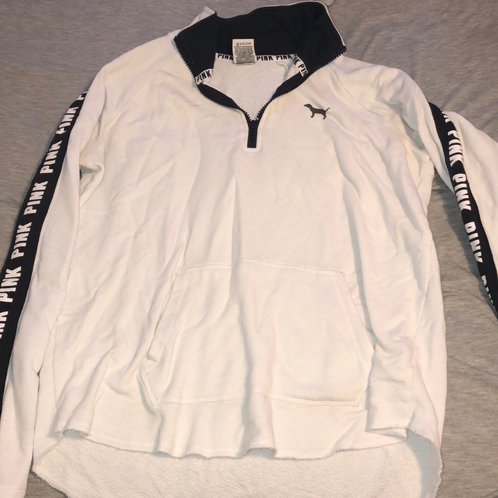 PINK white and black half zip sweatshirt